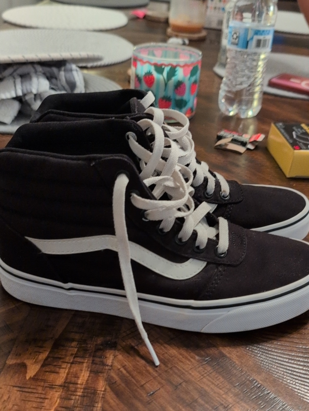 Vans Black and White High-Top Skate Sneakers